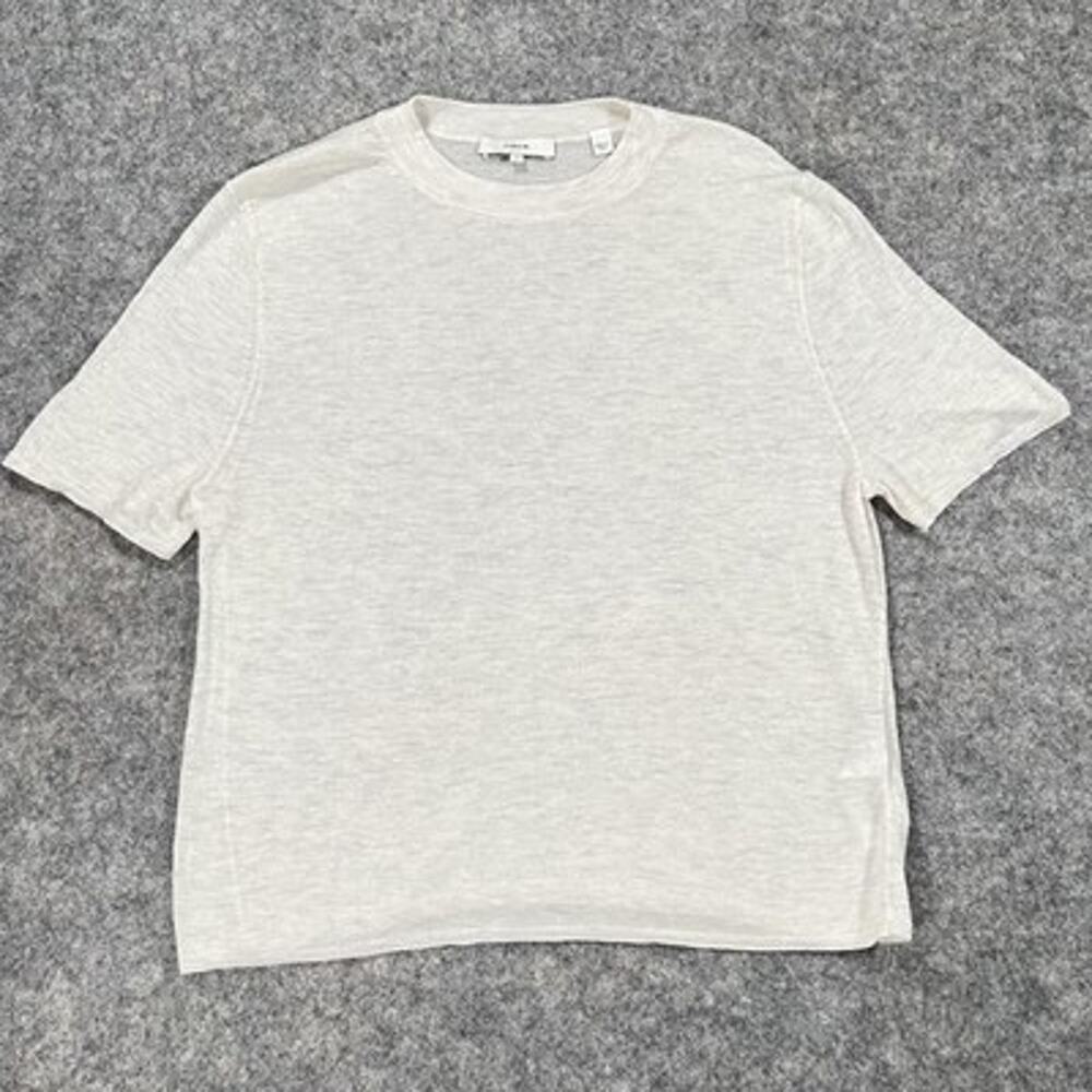 Vince Sweater Womens S Light Gray Wool Cashmere Short Sleeve Lightweight
